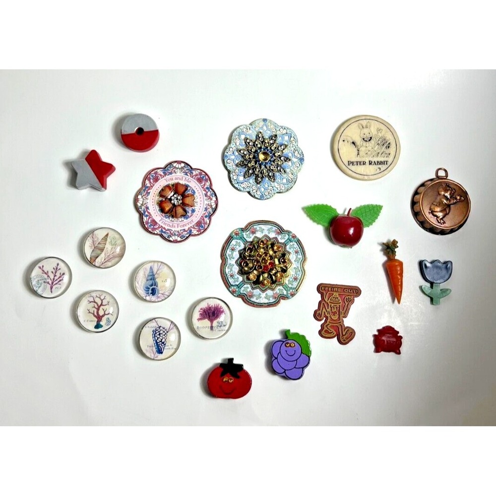 Lot Of 20 Refrigerator Magnets Kitchen Hallmark Russ Selfix Punch Studio Vintage